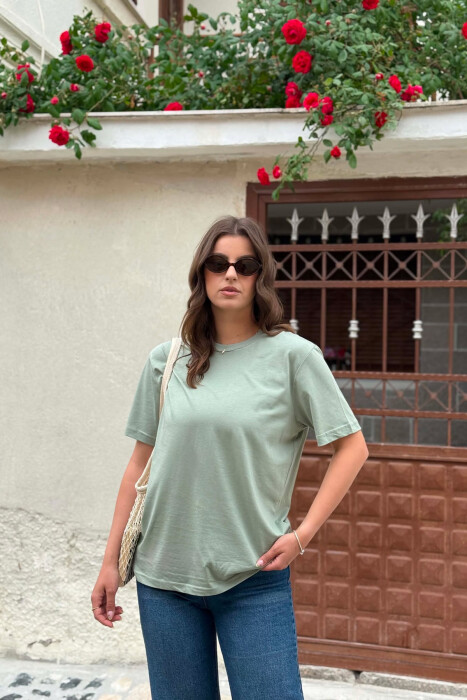 ONE COLOR SIMPLE WOMAN T-SHIRT + 6 PAIR SOCKS MINT/MENTE 