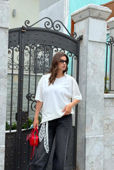 ONE COLOR SIMPLE WOMAN T-SHIRT + 6 PAIR SOCKS WHITE-E BARDHE 