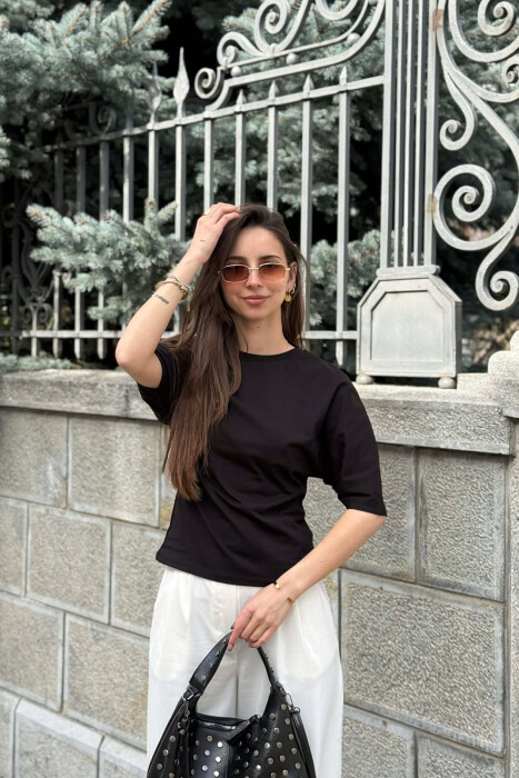 ONE COLOR SIMPLE WOMAN T-SHIRT BLACK/ E ZEZE - 2