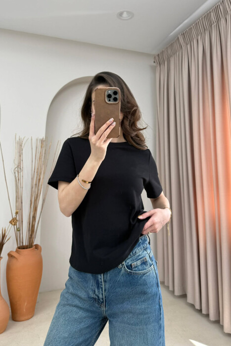 ONE COLOR SIMPLE WOMAN T-SHIRT BLACK/ E ZEZE - 3