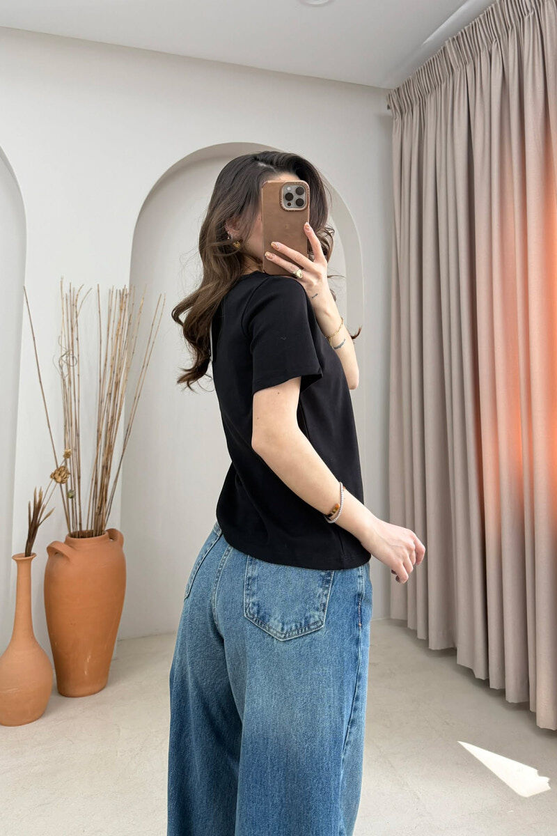 ONE COLOR SIMPLE WOMAN T-SHIRT BLACK/ E ZEZE - 4