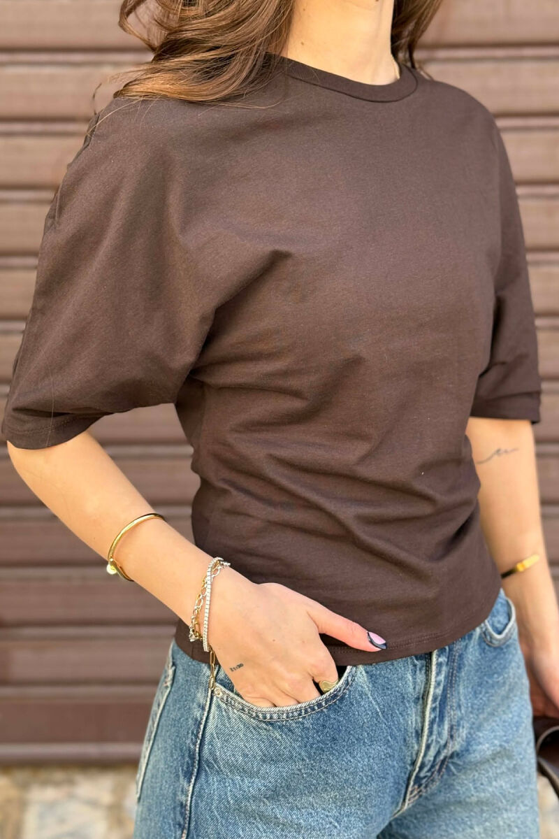 ONE COLOR SIMPLE WOMAN T-SHIRT BROWN/KAFE - 4