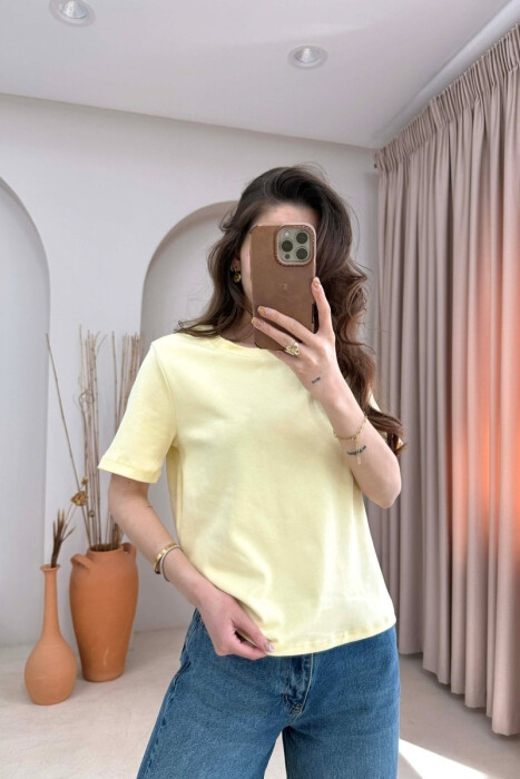 ONE COLOR SIMPLE WOMAN T-SHIRT LEMON/ LIMON - 1
