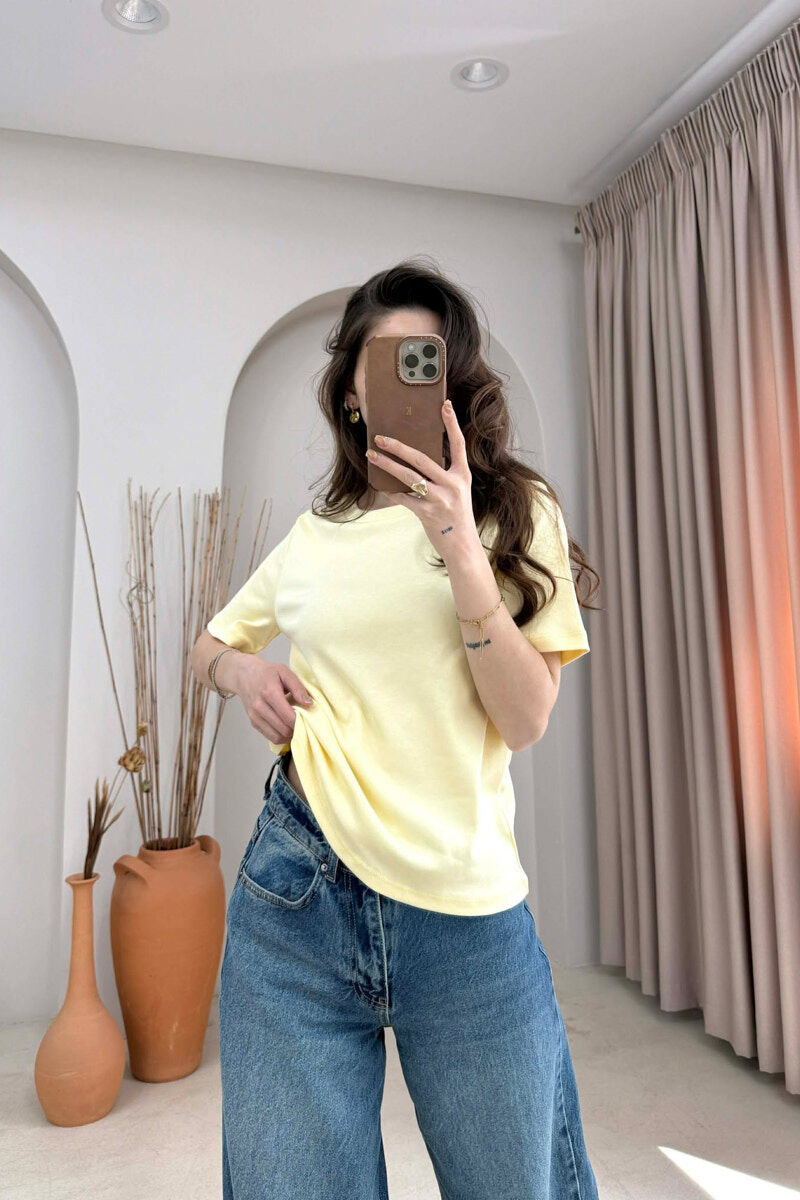 ONE COLOR SIMPLE WOMAN T-SHIRT LEMON/ LIMON - 2