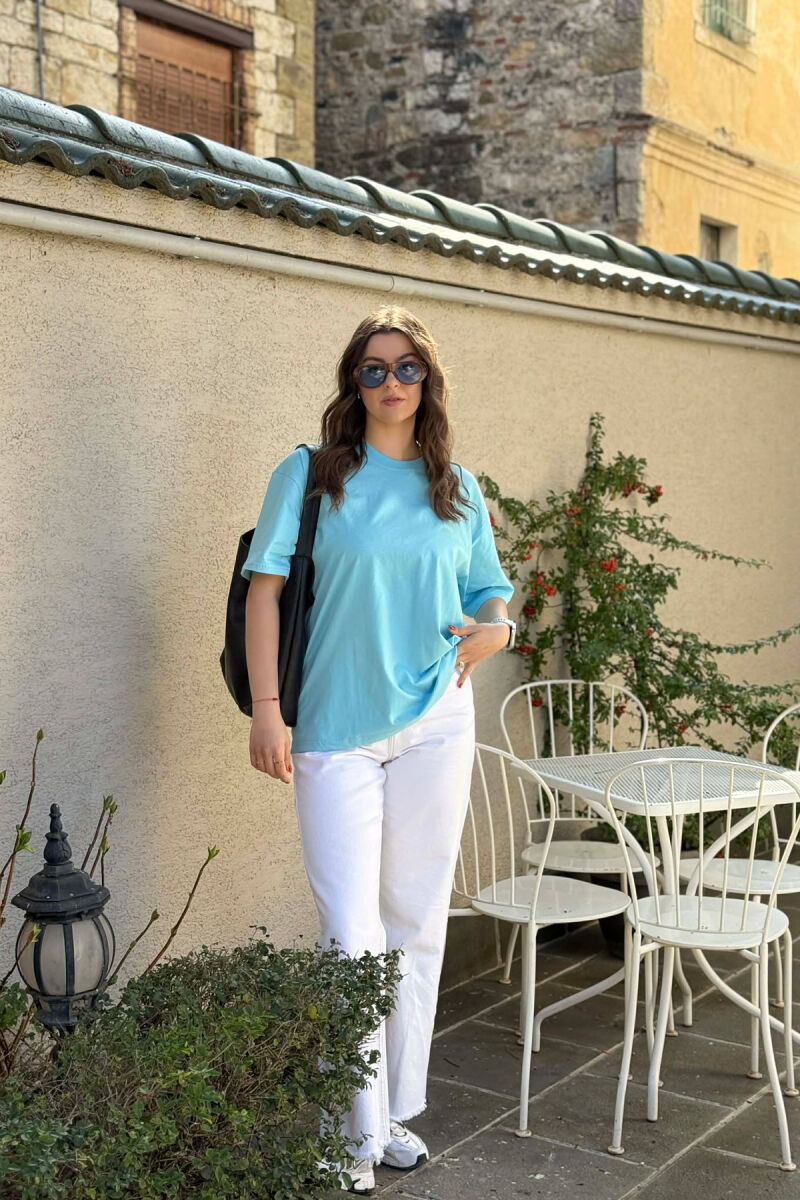 ONE COLOR SIMPLE WOMAN T-SHIRT + 6 PAIR SOCKS BABY BLUE/BLU BY - 3