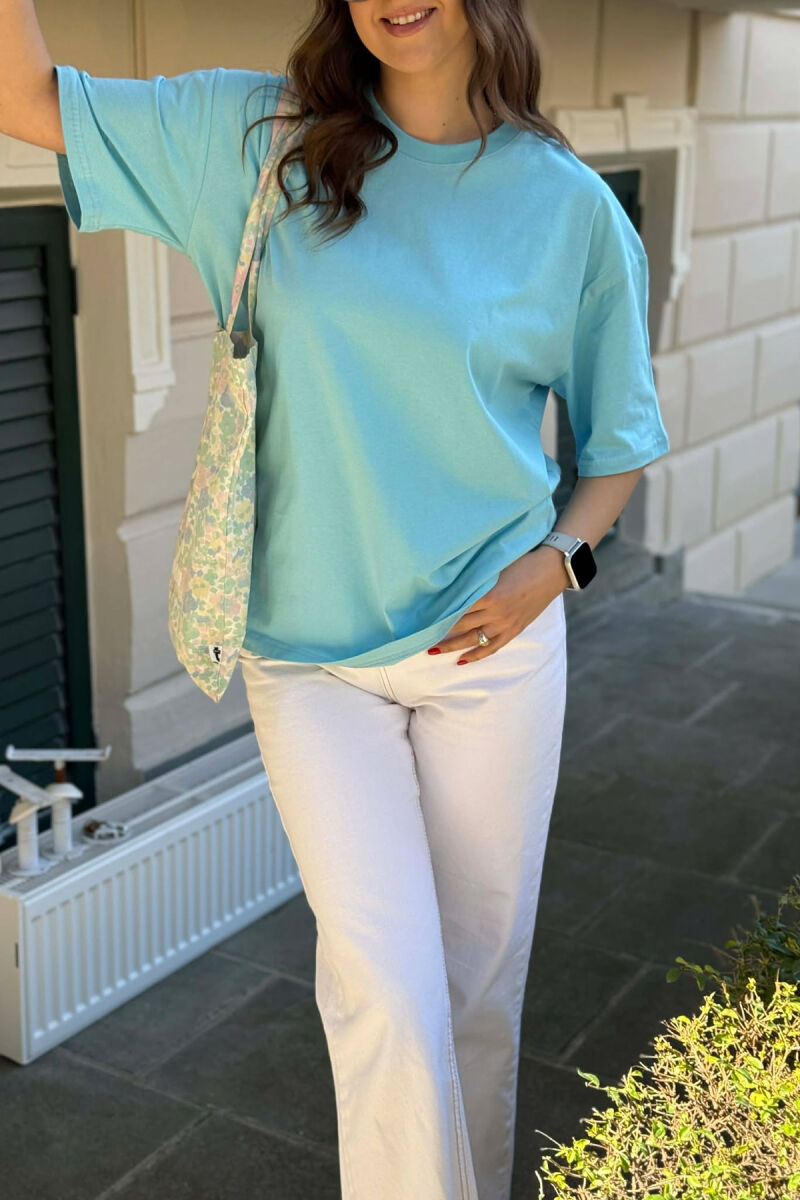 ONE COLOR SIMPLE WOMAN T-SHIRT + 6 PAIR SOCKS BABY BLUE/BLU BY - 5