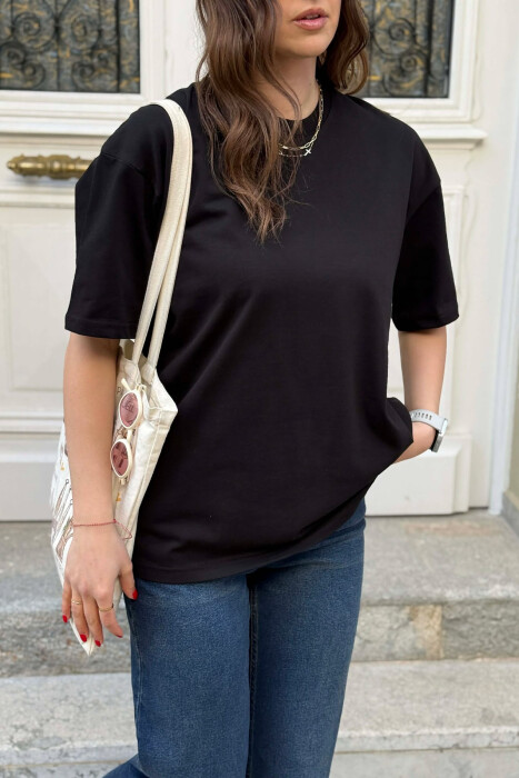 ONE COLOR SIMPLE WOMAN T-SHIRT + 6 PAIR SOCKS BLACK/ E ZEZE - 3