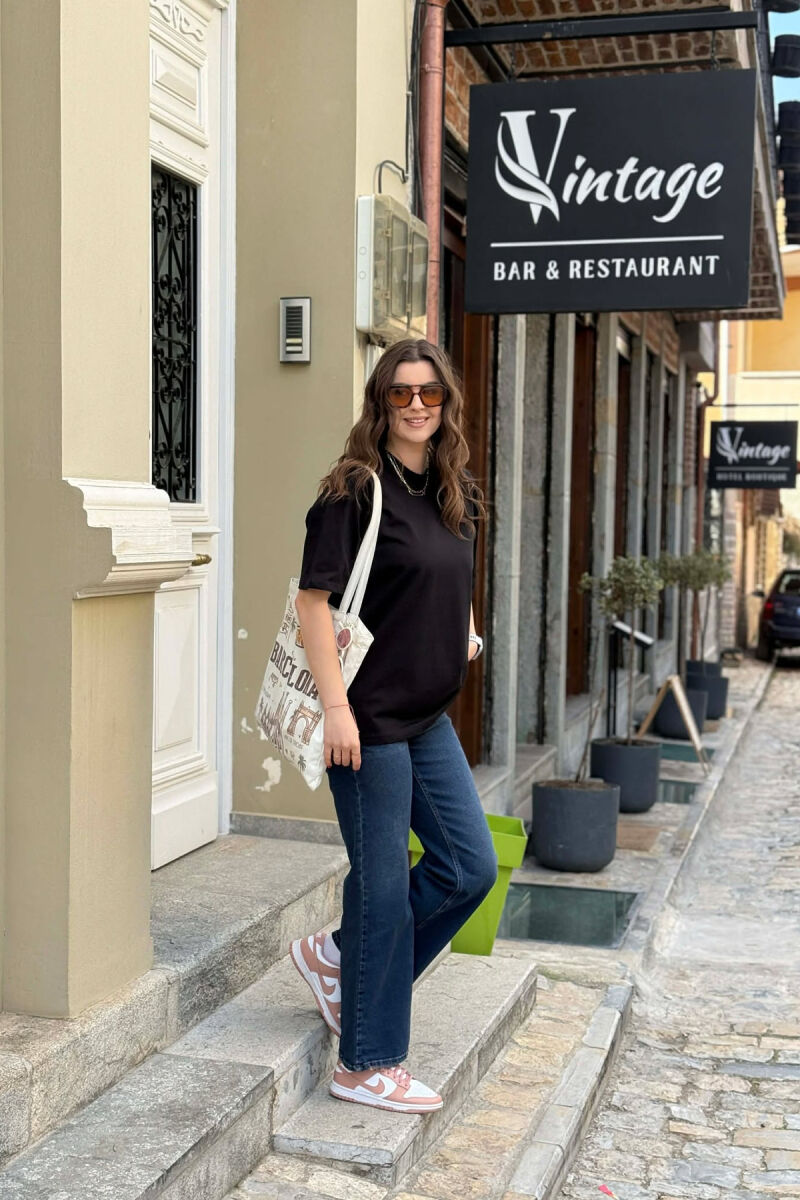 ONE COLOR SIMPLE WOMAN T-SHIRT + 6 PAIR SOCKS BLACK/ E ZEZE - 5