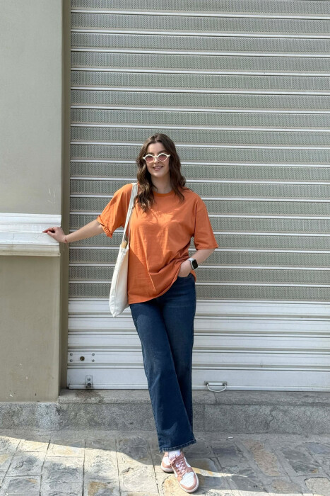 ONE COLOR SIMPLE WOMAN T-SHIRT + 6 PAIR SOCKS BRICK/TULLE - 4