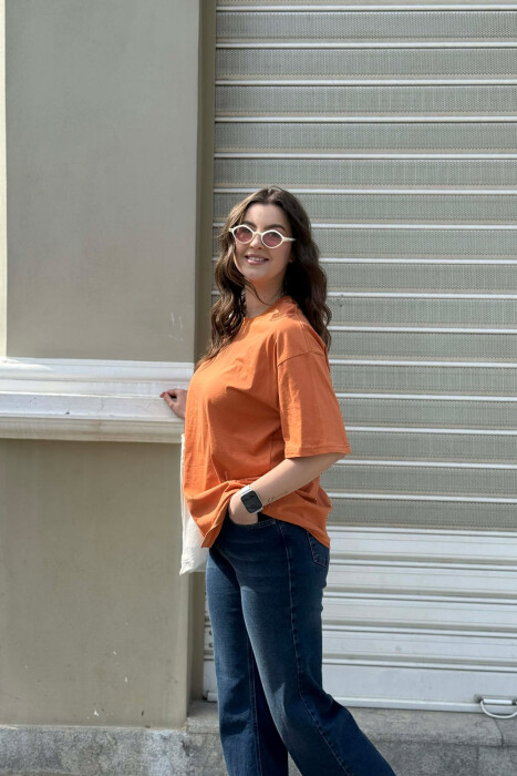 ONE COLOR SIMPLE WOMAN T-SHIRT + 6 PAIR SOCKS BRICK/TULLE - 5