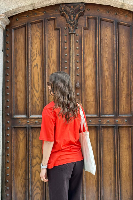 ONE COLOR SIMPLE WOMAN T-SHIRT + 6 PAIR SOCKS DARK ORANGE/POE - 5