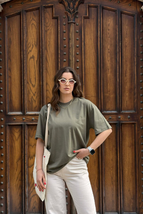 ONE COLOR SIMPLE WOMAN T-SHIRT + 6 PAIR SOCKS GREEN/JESHILE - 5