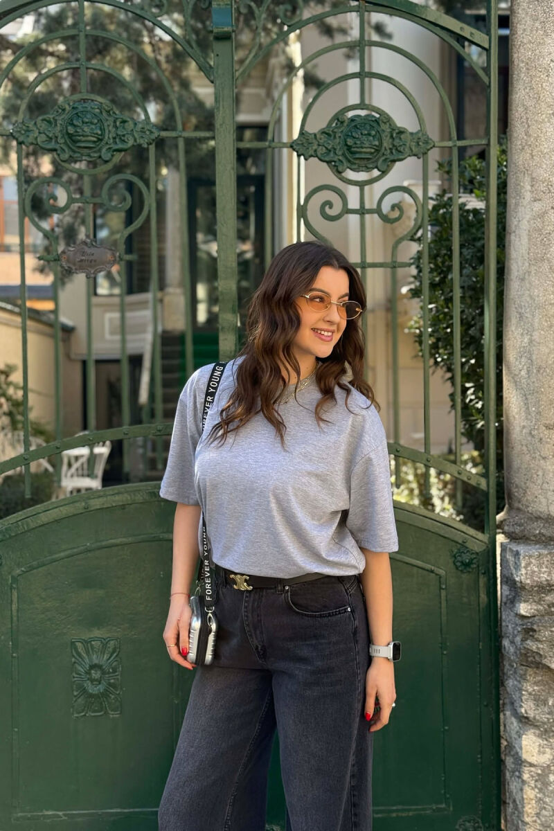 ONE COLOR SIMPLE WOMAN T-SHIRT + 6 PAIR SOCKS GREY/GRI - 3