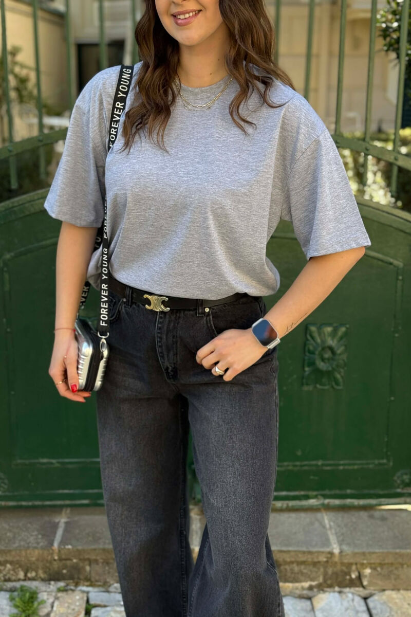 ONE COLOR SIMPLE WOMAN T-SHIRT + 6 PAIR SOCKS GREY/GRI - 4