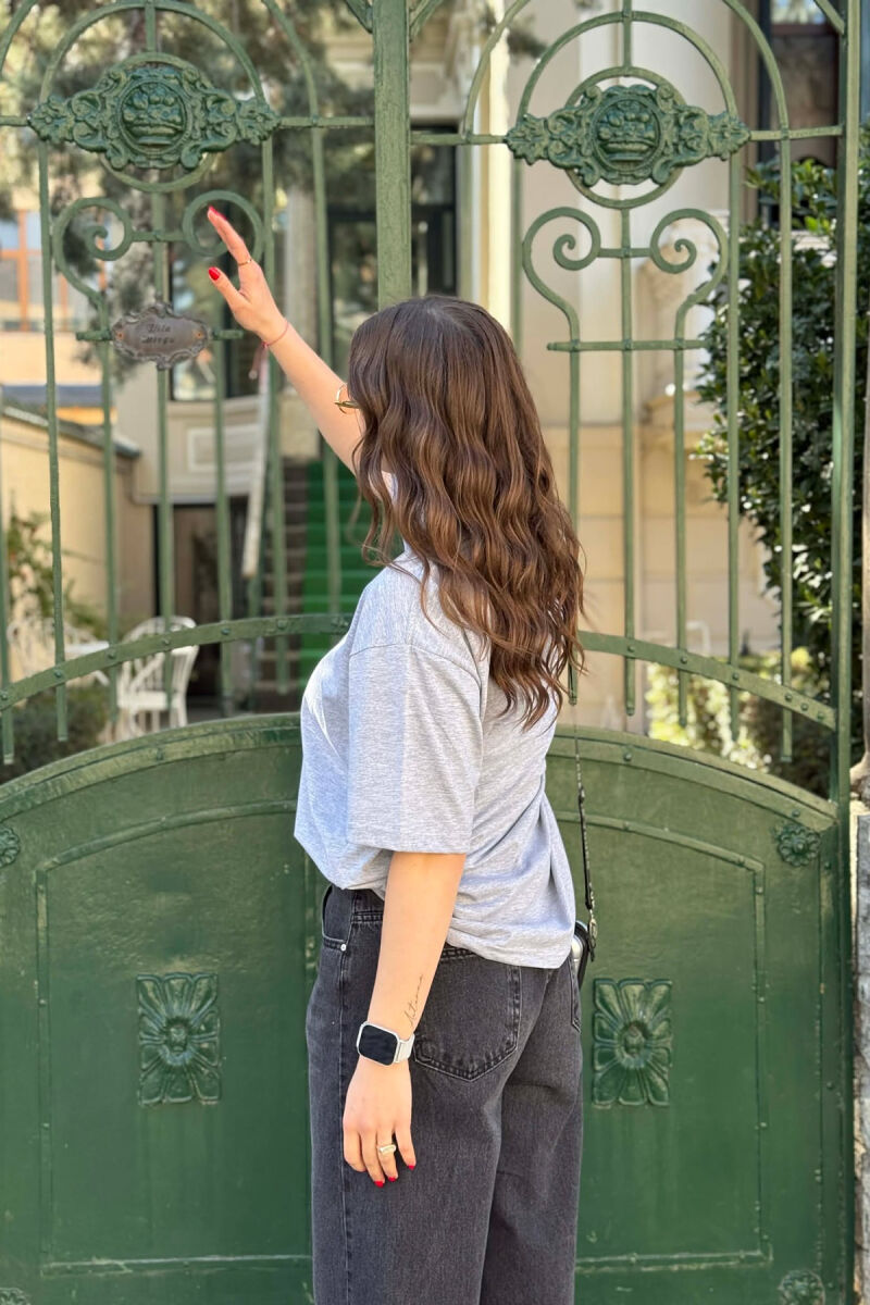 ONE COLOR SIMPLE WOMAN T-SHIRT + 6 PAIR SOCKS GREY/GRI - 5