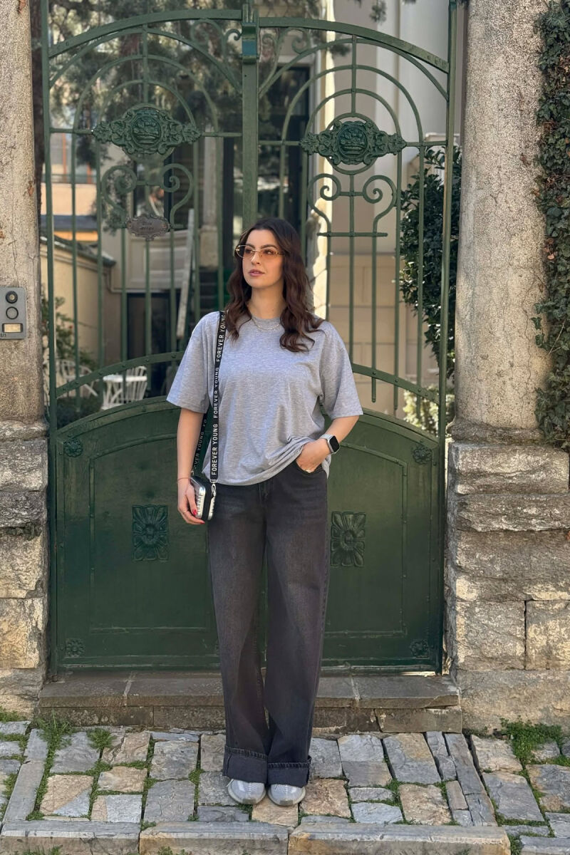 ONE COLOR SIMPLE WOMAN T-SHIRT + 6 PAIR SOCKS GREY/GRI - 6