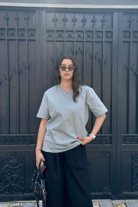 ONE COLOR SIMPLE WOMAN T-SHIRT + 6 PAIR SOCKS GREY/GRI 