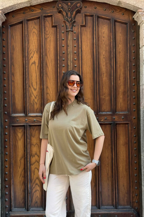 ONE COLOR SIMPLE WOMAN T-SHIRT + 6 PAIR SOCKS LIGHT GREEN/JEZB 