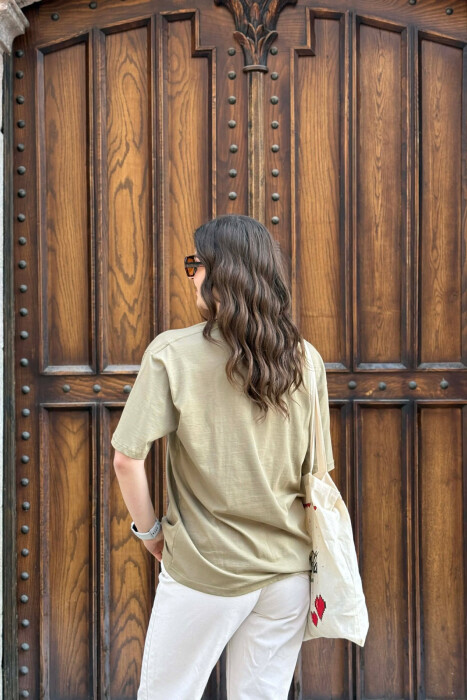 ONE COLOR SIMPLE WOMAN T-SHIRT + 6 PAIR SOCKS LIGHT GREEN/JEZB - 3