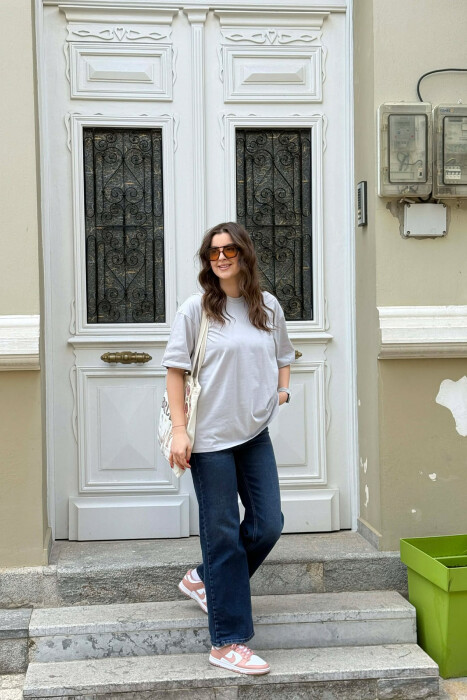 ONE COLOR SIMPLE WOMAN T-SHIRT + 6 PAIR SOCKS LIGHT GREY/GZ - 5