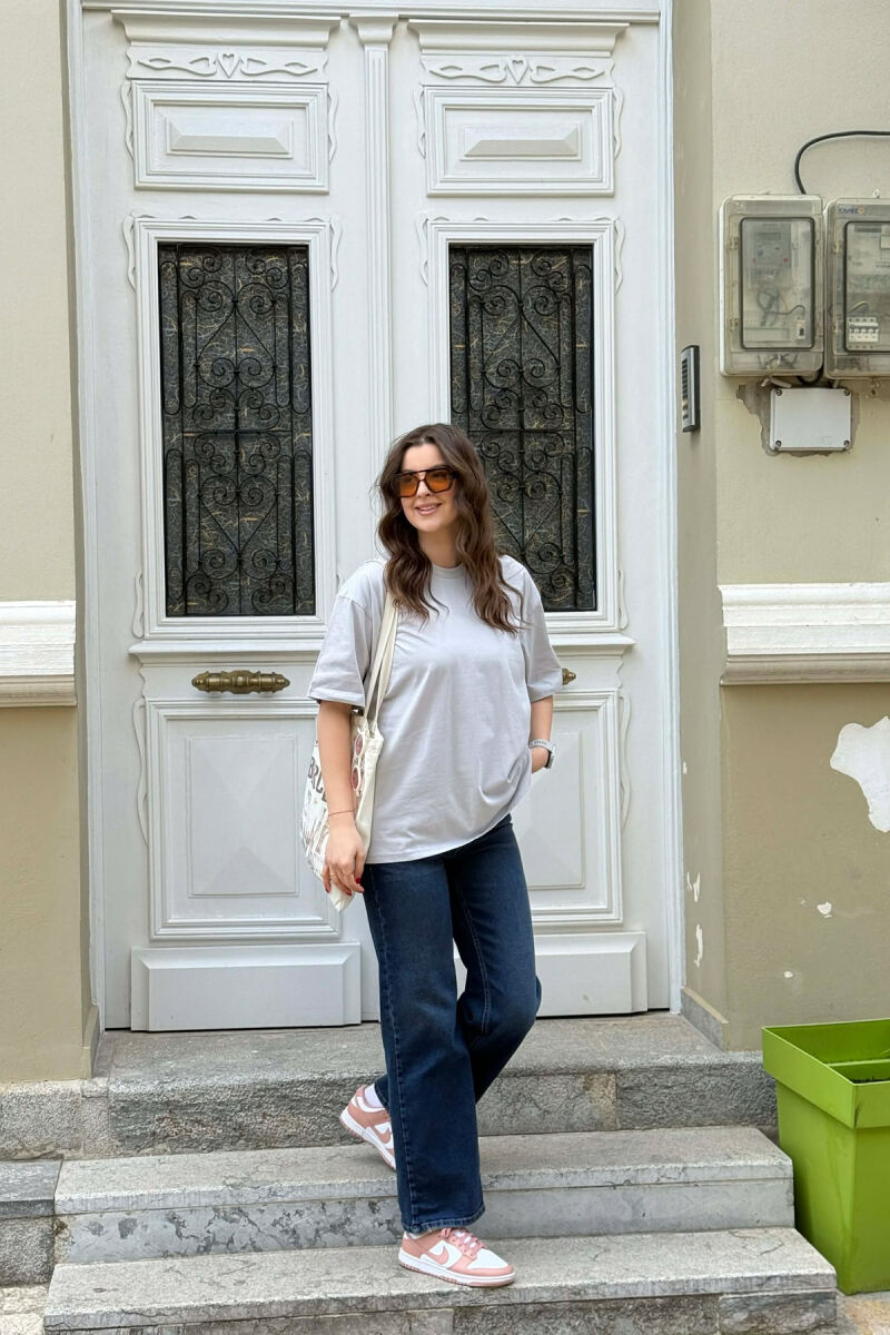 ONE COLOR SIMPLE WOMAN T-SHIRT + 6 PAIR SOCKS LIGHT GREY/GZ - 5