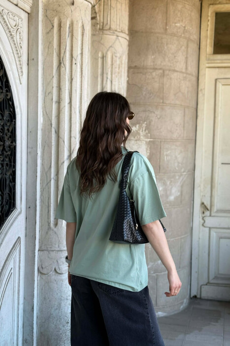 ONE COLOR SIMPLE WOMAN T-SHIRT + 6 PAIR SOCKS LIGHT MINT - 5