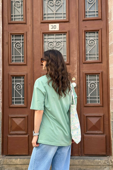 ONE COLOR SIMPLE WOMAN T-SHIRT + 6 PAIR SOCKS MINT/MENTE - 3