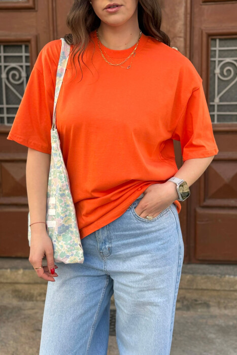 ONE COLOR SIMPLE WOMAN T-SHIRT + 6 PAIR SOCKS ORANGE/PORTOKALLI - 4