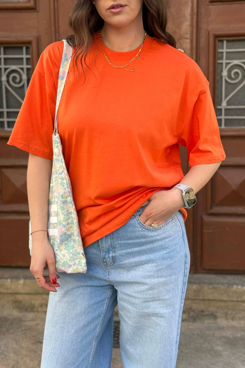 ONE COLOR SIMPLE WOMAN T-SHIRT + 6 PAIR SOCKS ORANGE/PORTOKALLI - 4