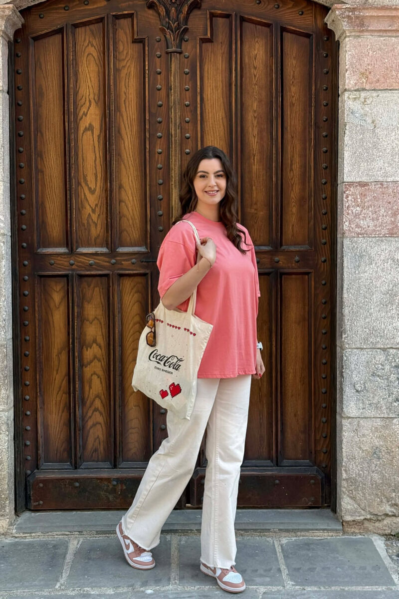 ONE COLOR SIMPLE WOMAN T-SHIRT + 6 PAIR SOCKS PINK/ROZE - 5