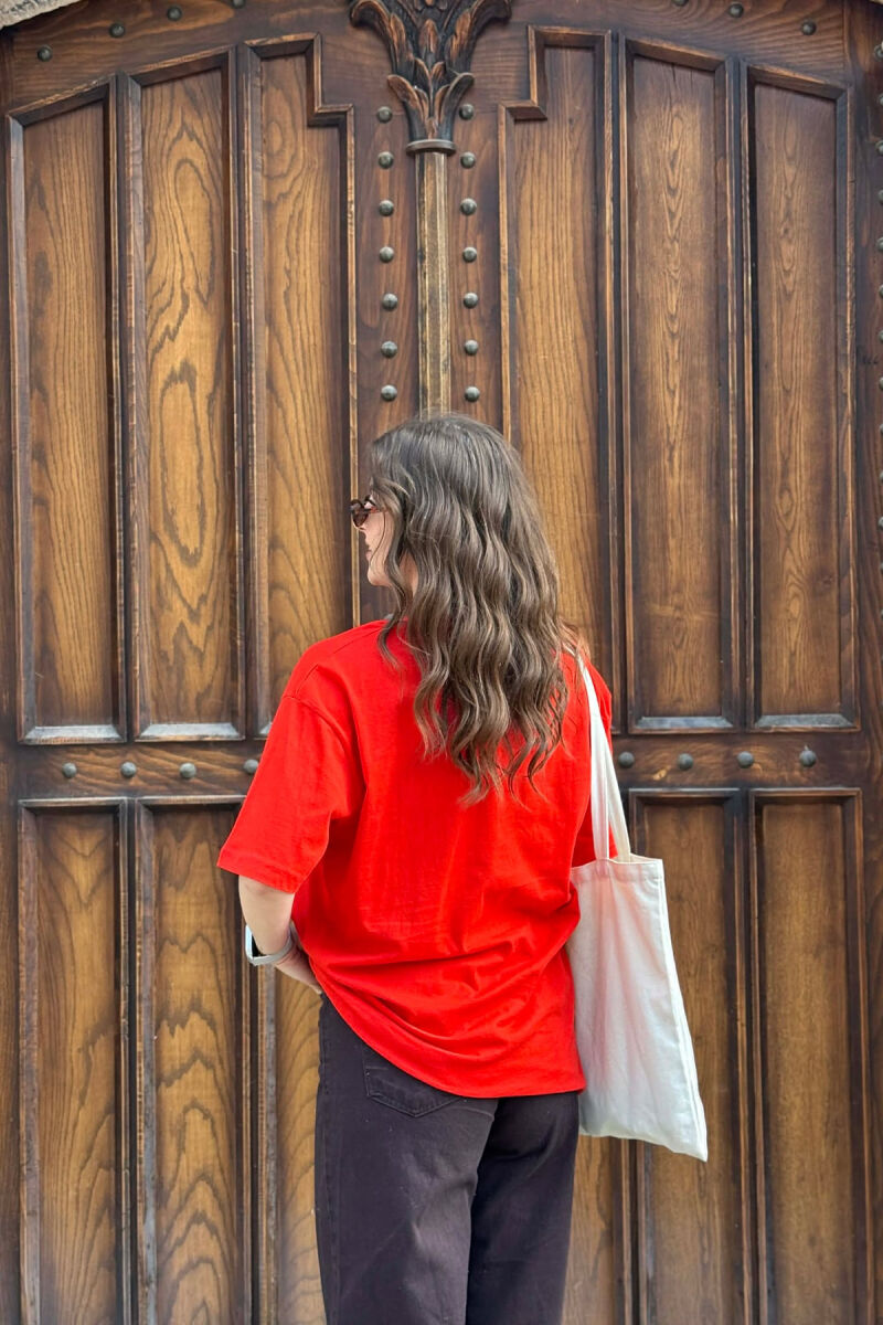 ONE COLOR SIMPLE WOMAN T-SHIRT + 6 PAIR SOCKS RED/E KUQE - 5