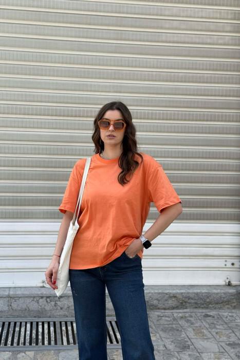 ONE COLOR SIMPLE WOMAN T-SHIRT + 6 PAIR SOCKS SALMON/SALMON - 1