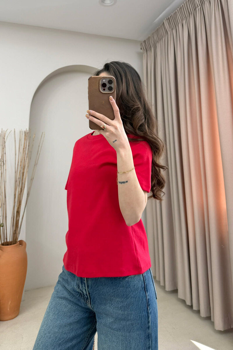 ONE COLOR SIMPLE WOMAN T-SHIRT RED/E KUQE - 3