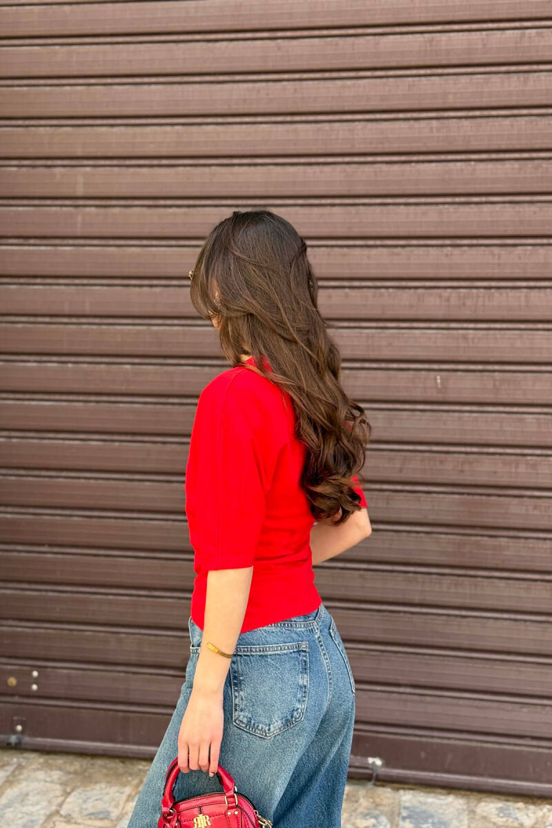 ONE COLOR SIMPLE WOMAN T-SHIRT RED/E KUQE - 2