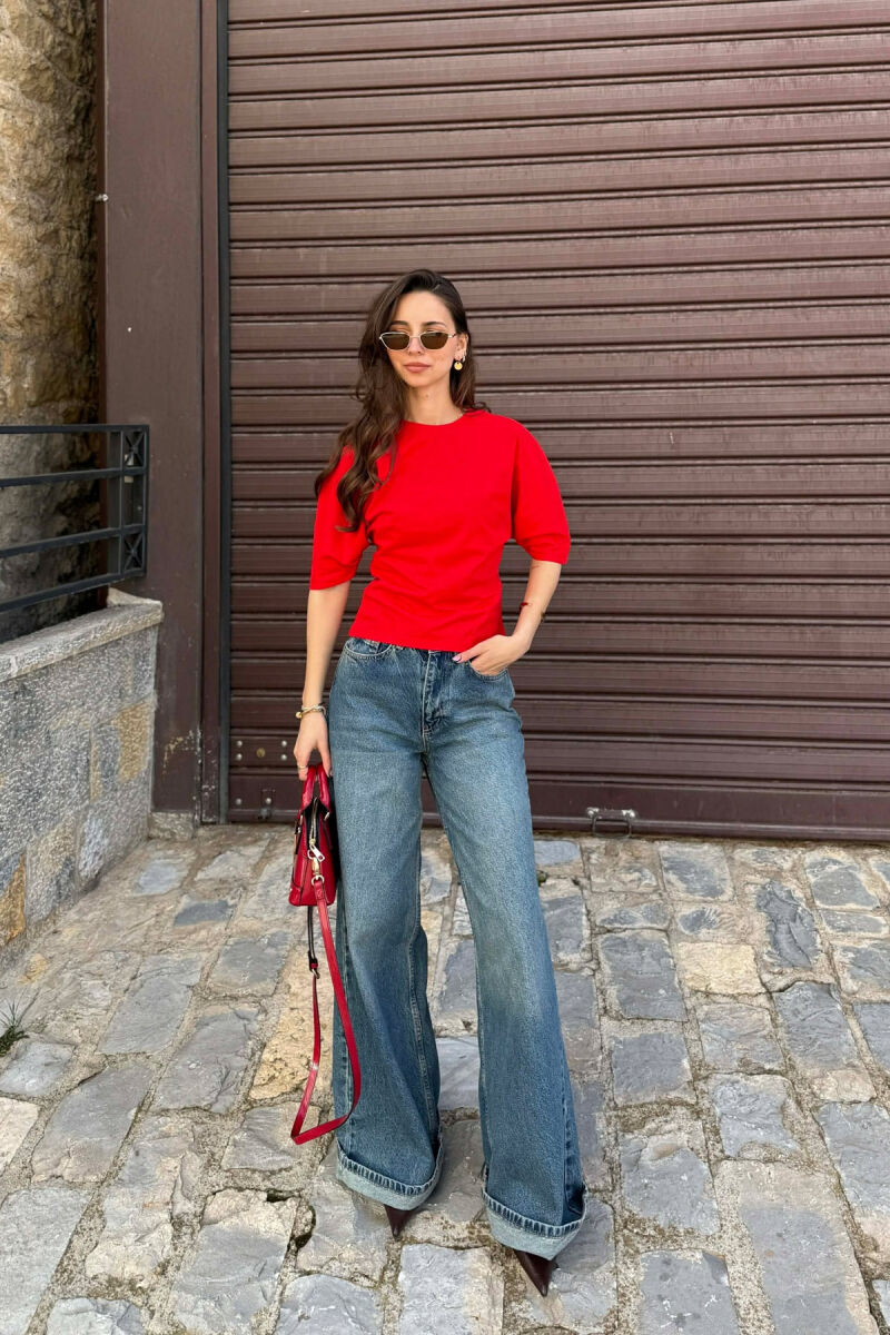 ONE COLOR SIMPLE WOMAN T-SHIRT RED/E KUQE - 3