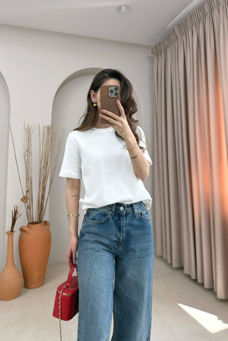 ONE COLOR SIMPLE WOMAN T-SHIRT WHITE-E BARDHE - 