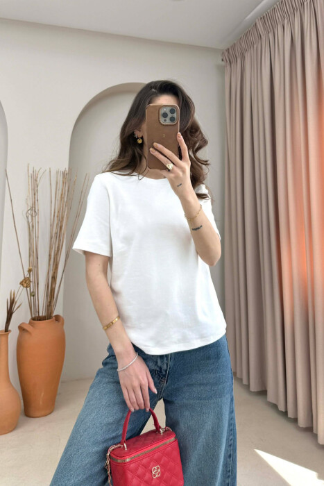 ONE COLOR SIMPLE WOMAN T-SHIRT WHITE-E BARDHE - 2