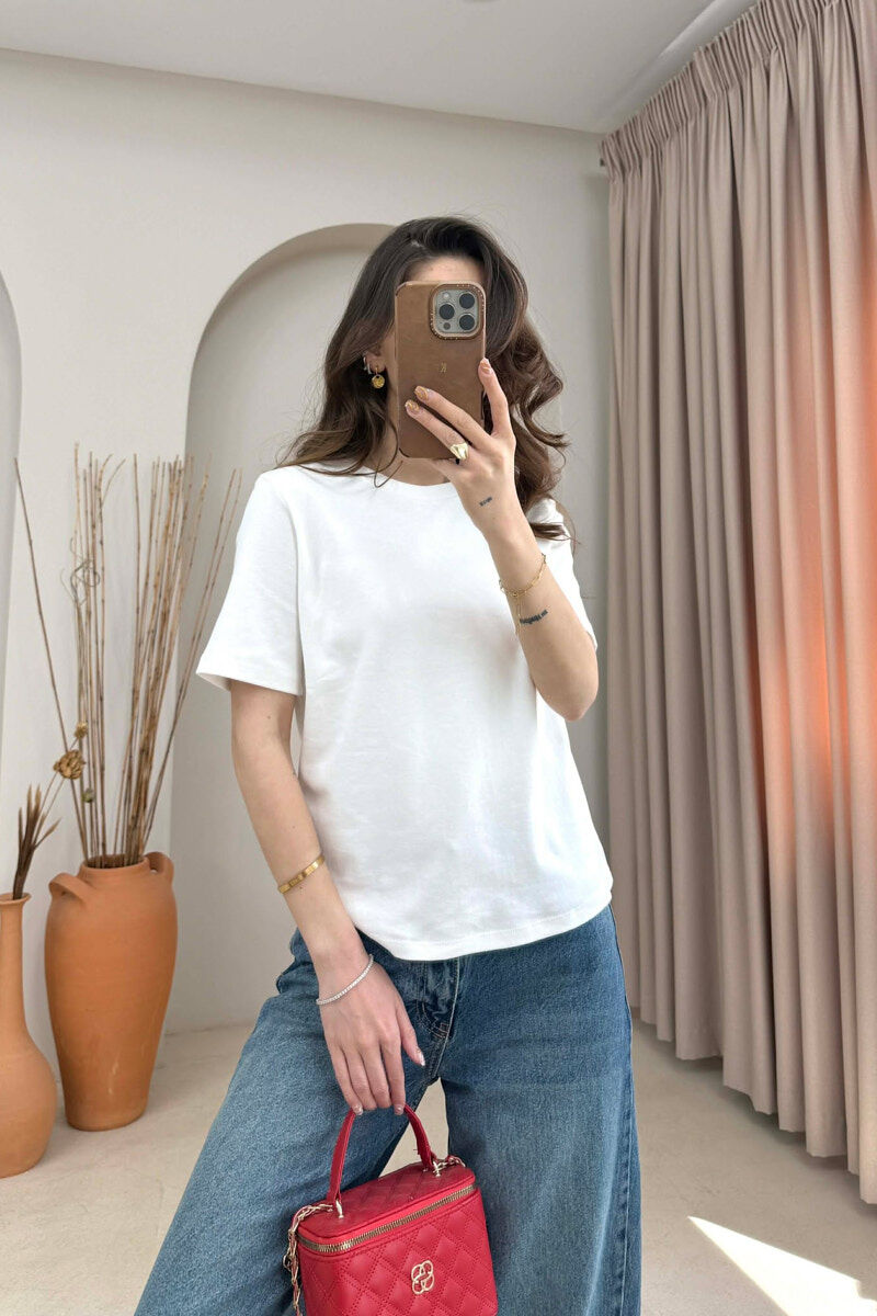 ONE COLOR SIMPLE WOMAN T-SHIRT WHITE-E BARDHE - 2