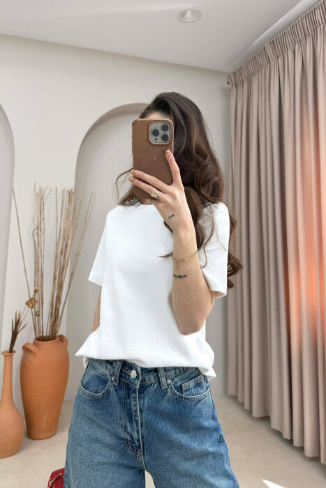 ONE COLOR SIMPLE WOMAN T-SHIRT WHITE-E BARDHE - 3