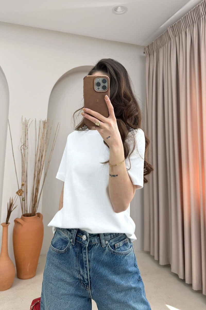 ONE COLOR SIMPLE WOMAN T-SHIRT WHITE-E BARDHE - 3
