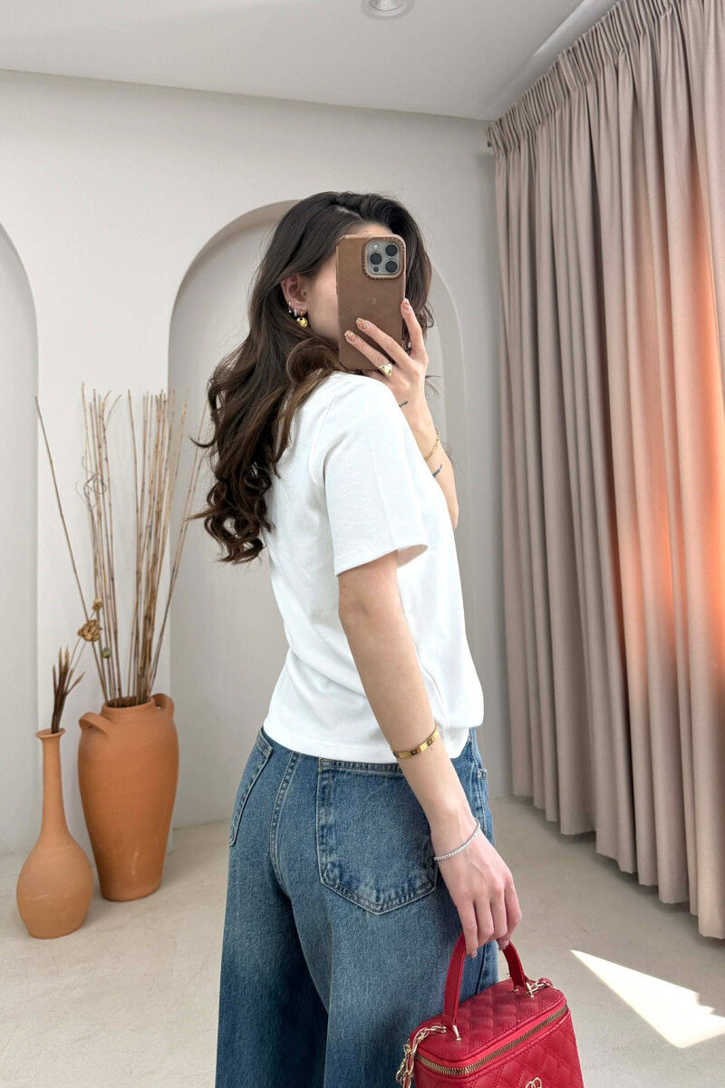 ONE COLOR SIMPLE WOMAN T-SHIRT WHITE-E BARDHE - 4