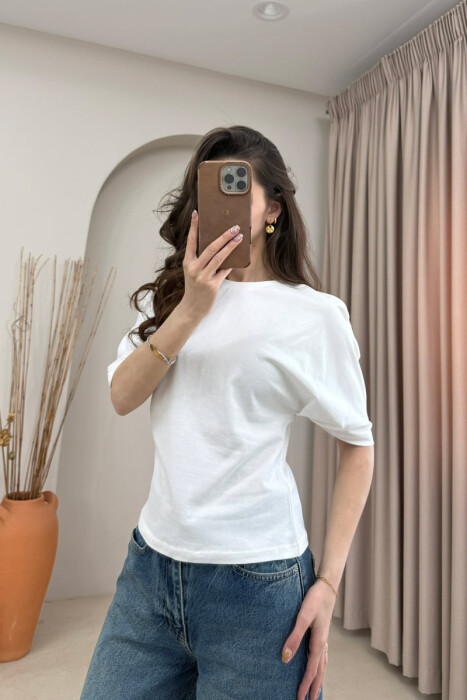 ONE COLOR SIMPLE WOMAN T-SHIRT WHITE-E BARDHE 