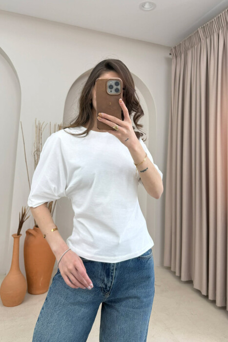ONE COLOR SIMPLE WOMAN T-SHIRT WHITE-E BARDHE - 3