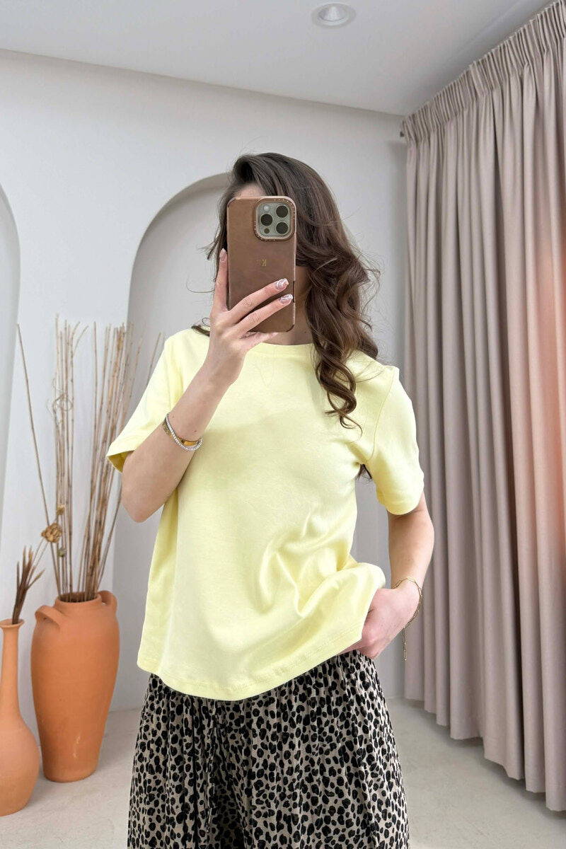 ONE COLOR SIMPLE WOMAN T-SHIRT YELLOW/E VERDHE - 1