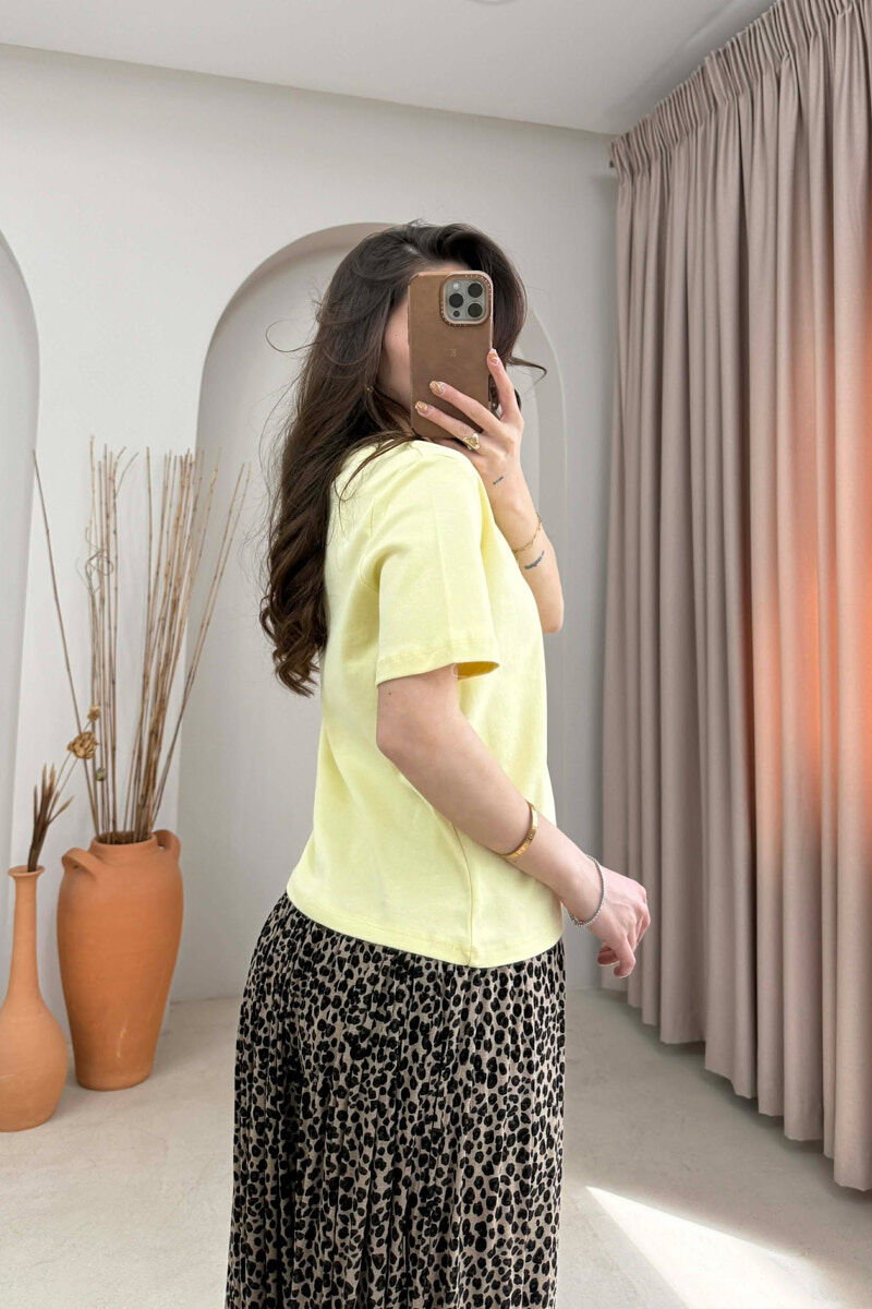 ONE COLOR SIMPLE WOMAN T-SHIRT YELLOW/E VERDHE - 2