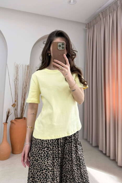 ONE COLOR SIMPLE WOMAN T-SHIRT YELLOW/E VERDHE - 3