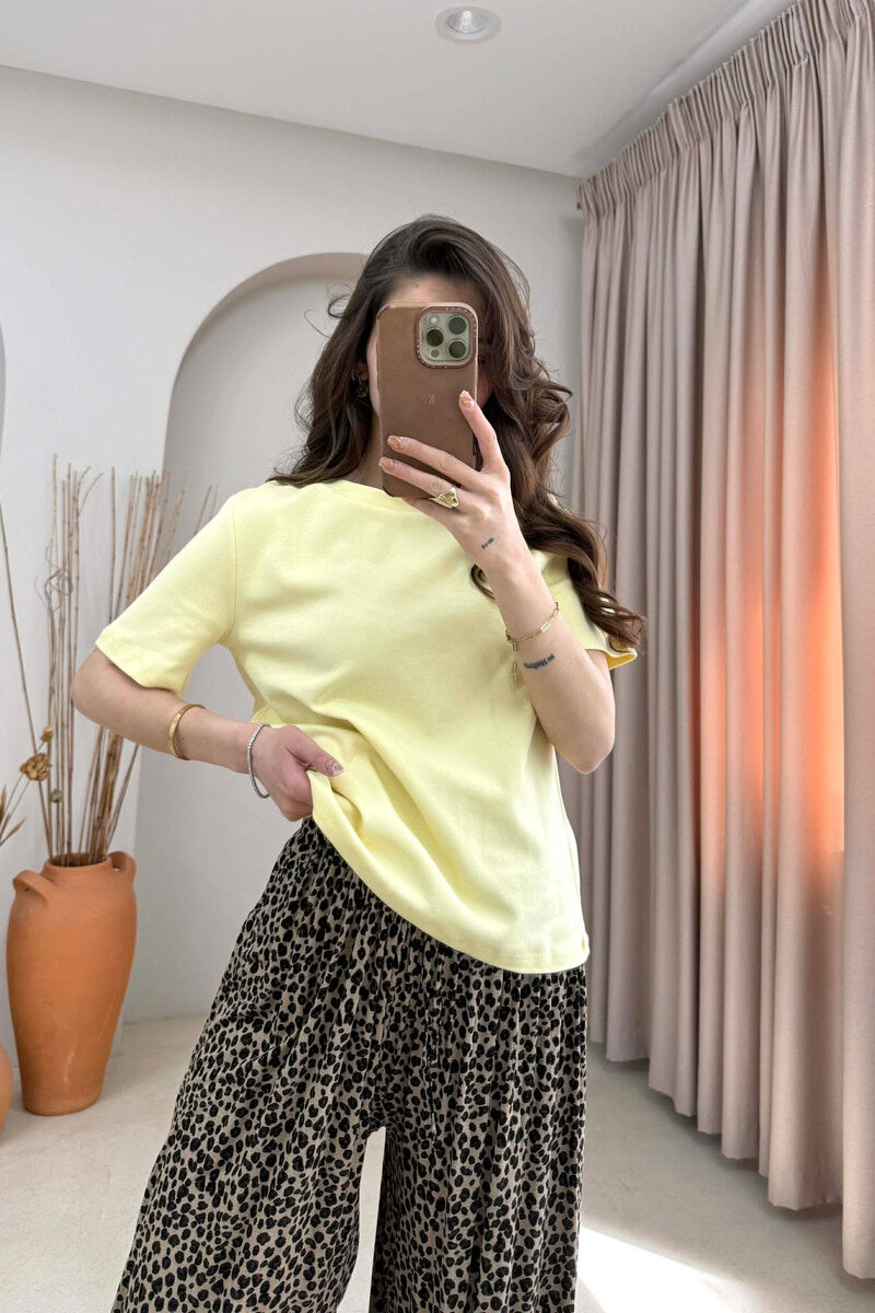 ONE COLOR SIMPLE WOMAN T-SHIRT YELLOW/E VERDHE - 4