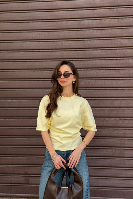 ONE COLOR SIMPLE WOMAN T-SHIRT YELLOW/E VERDHE - 1