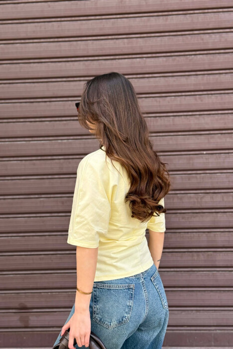 ONE COLOR SIMPLE WOMAN T-SHIRT YELLOW/E VERDHE - 2