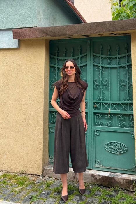 ONE COLOR SIMPLE WOMAN TANK TOP DARK BROWN/KAE - 3